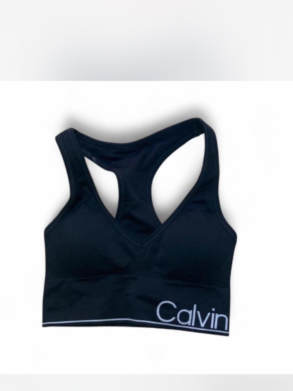 Calvin Klein Black V-Neck Racerback Sports Bra - Picture 1 of 5